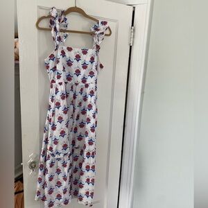 J Crew Maxi Dress. Blue and Orange print. size 8. perfect summer dresss.